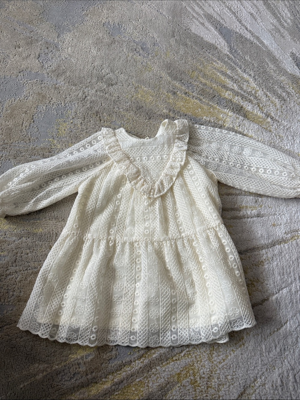 Zara Cream Lace Long-Sleeve Girls' Dress